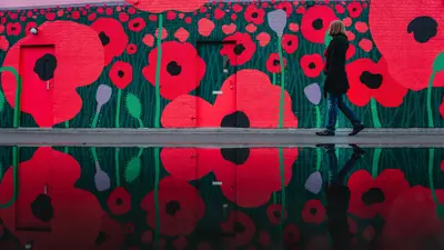 A mural of poppies